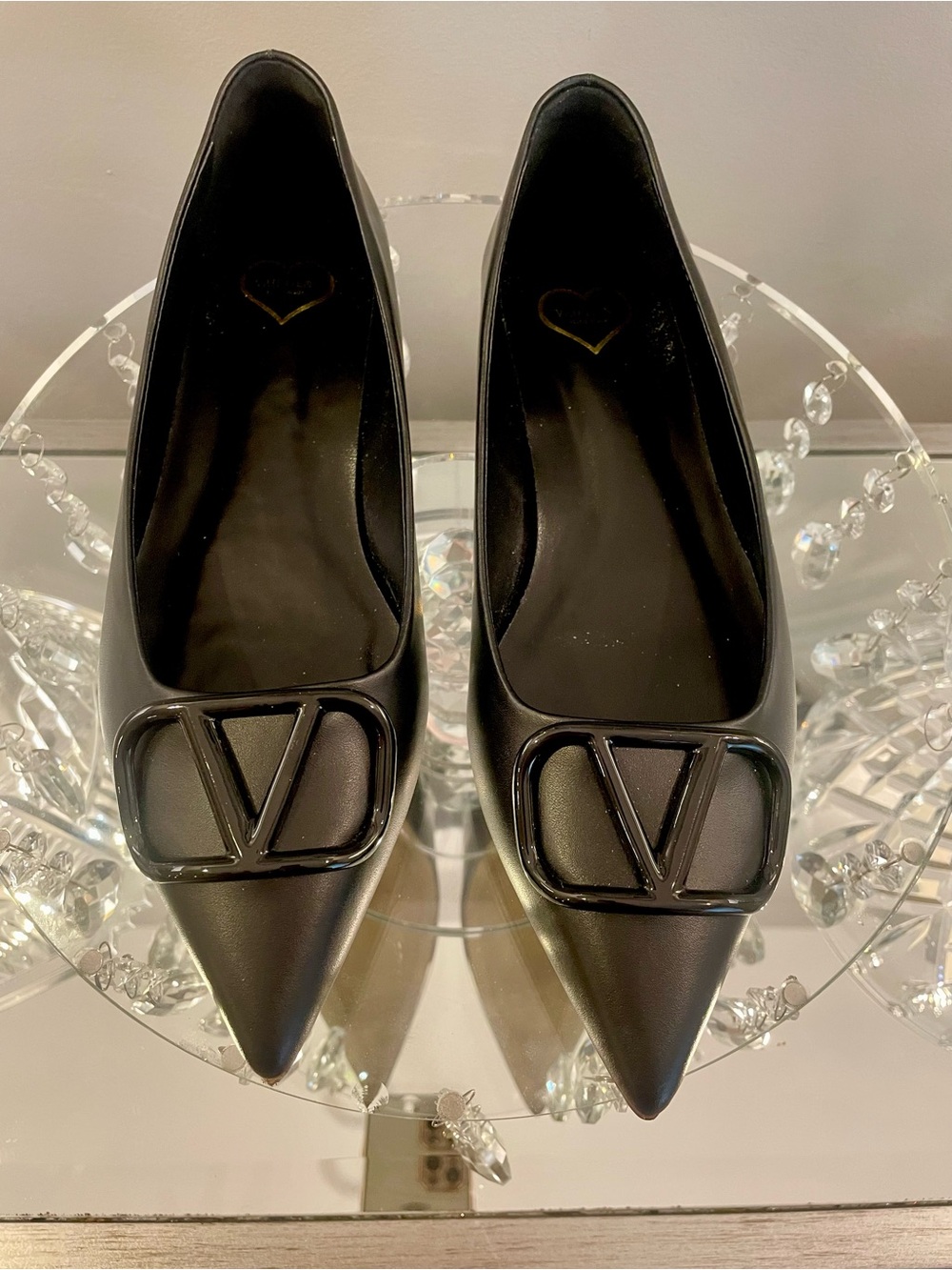 Black Pointed-Toe Flats Designer Inspired Shoes Size Euro 38